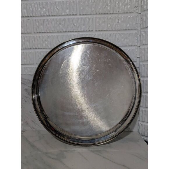 Pilgrim Silver Plate Filigree Pattern Round Serving Tray 19.5" in Diameter - Picture 6 of 7